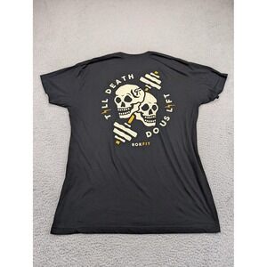 RokFit Shirt‎ Mens 2XL Black Till Death Do Us Lift Skull Graphic Athletic Tee